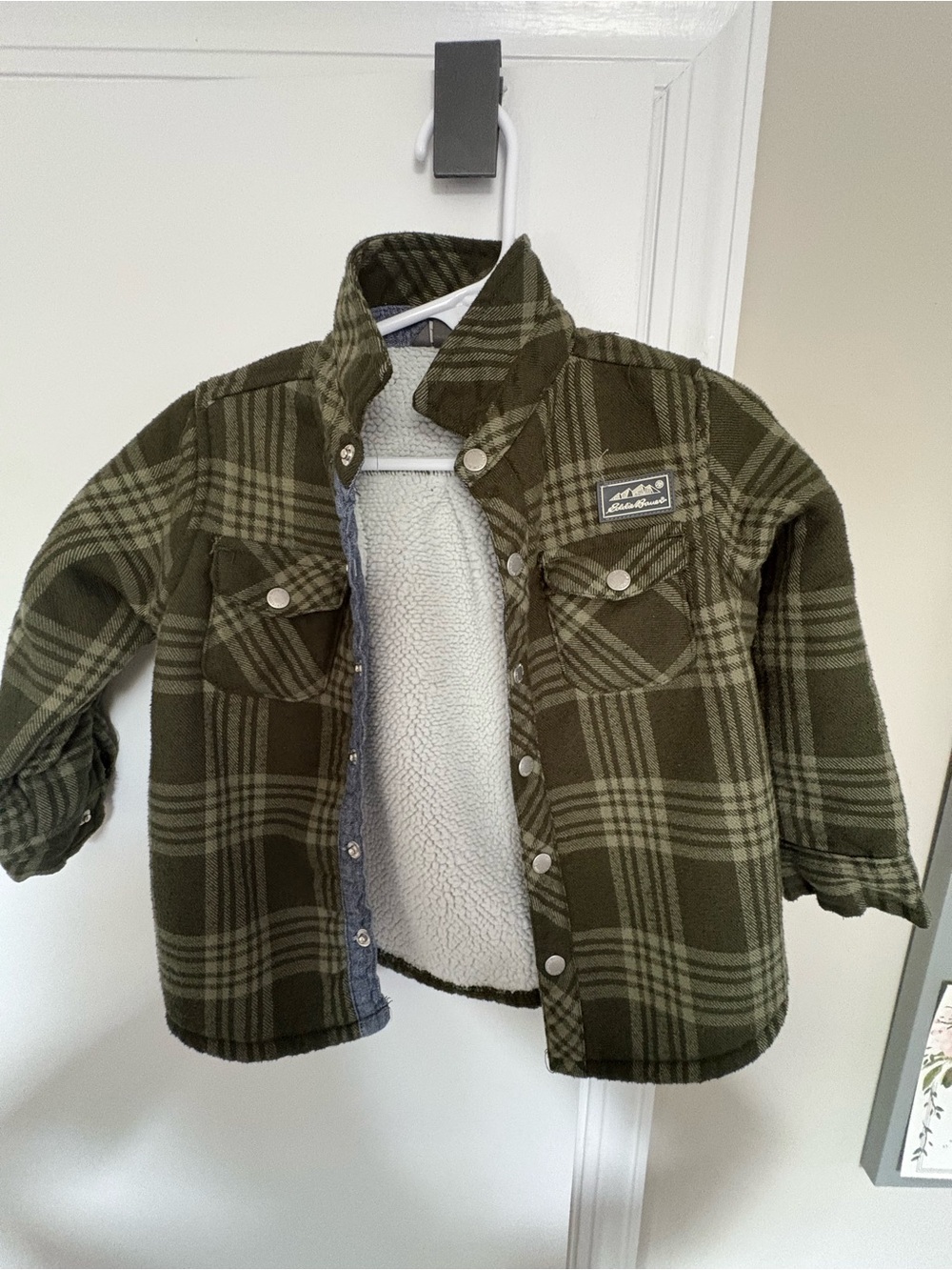 Unbranded Kids Olive Green Plaid Sherpa-Lined Jacket